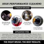 Interior Car Detailing Set - Soft Bristle Power Scrubber Attachments for Cleaning Car, Truck, Upholstery, Carpet, Leather, Seats, Wheels, Rims, Dash, Console, & Trim - Nylon Auto Scrubber
