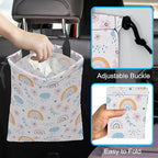 Car Trash Bag Hanging Cloud Rainbow Flower Car Trash Can Waterproof Garbage Bag Hanging for Car Back Seat