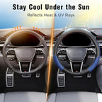 Steering Wheel Cover, Universal 15 inch, Microfiber Leather Viscose, Breathable, Anti-Slip,Warm in Winter and Cool in Summer, Black&Blue