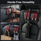 Car Seat Headrest Storage Hooks - 2 Pack Dual Hangers Design Organization Accessories, Car Interior Gadgets to Add Extra Holder and Hook for Purses,Bags,Coat and Handbag