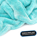 The Liquid8r, Absorbent 70/30 Blend Microfiber Drying Towel for Cars, Trucks, and SUVs, Safe for Detailing, Scratch-Free, Twist Loop, 1100 GSM, 25x36 Inches, Aqua Blue