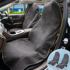 2PCS Terry Cloth seat Cover Universal Waterproof Car Sport Towel Seat Cushion Non-Slip Sweat-Absorbent Towel Cloth Suitable for Gym Workout, Universal Fit for Car SUV Van-Grey