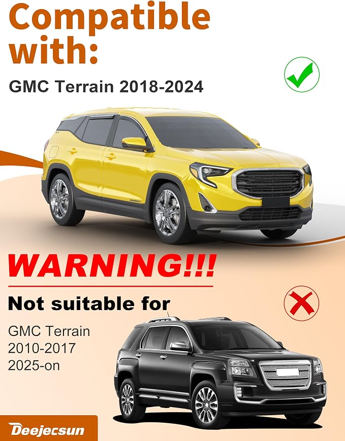 in-Channel Window Rain Guards Fit for GMC Terrain 2018-2024 Extra Durable Rain Guards Window Deflectors Visors Vent Visors Vent Shades Car Accessories - 4 pcs