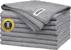 Grey Microfiber Cleaning Cloth -Pack of 8, Highly Absorbent Cleaning Rags, 16"X12" All Purpose Cleaning Towels for Housekeeping, Kitchen, Car, Lint Free and Reusable Microfiber Towels
