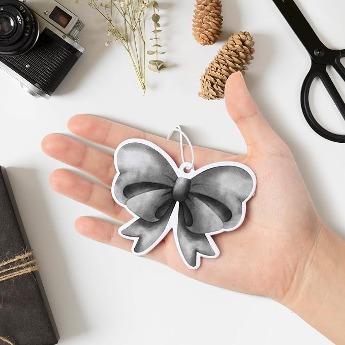 12Pcs Black White Coquette Bow Car Air Freshener Hanging Aesthetic Diffuser Ornaments Refresh Air Fragrant Pendant Car Interior with Essential Oils Gift Long-Lasting for Home Accessories Decor