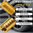 8PCS Tire Valve Stem Caps, Dust Proof, Anodized Aluminum Universal Tire Valve Stem Covers for Cars, SUV, Trucks, Bikes, Motorcycles, Bicycles(Gold)