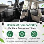 Car Trash Can with Lid, Waterproof Push-Open Garbage Box with 30 Trash Bags, Portable Hanging Door Side Storage Bucket, Large Capacity Organizer for Most Cars Trucks Vans (Black)