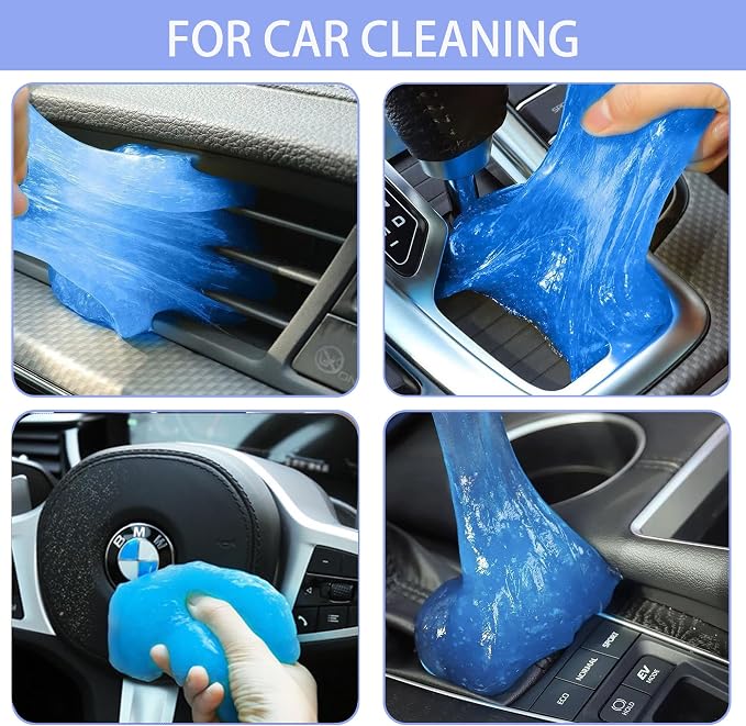 Car Cleaning Gel 2 Pack, Reusable Cleaning Putty for Car Interior Vent Keyboard Cup Holder, Auto Detailing Slime, Non-Sticky Car Cleaning Supplies Blue Yellow