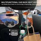 2PCS Car Seat Back Storage Headrest Hooks, Abstract Leaves Purse Holder Bags Hanger, PU Leather Double Metal Hook for Backseat Organizer, Women Car Accessories Organization