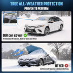 Half Car Cover Top for Sedan/Coupe/Cabrio, Windshield Cover for Ice and Snow, Roof Car Cover Waterproof All Weather with Reflective Strips and Side Elastic Hooks. H3 (Up to 139 inch)