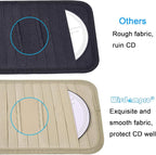 Car CD Case Holder, Vehicle Sun Visor Organizer for Cars with 12 DVD Storage Sleeves, 1 Mesh Pocket, 1 Pen Holder and Elastic Strap, Khaki
