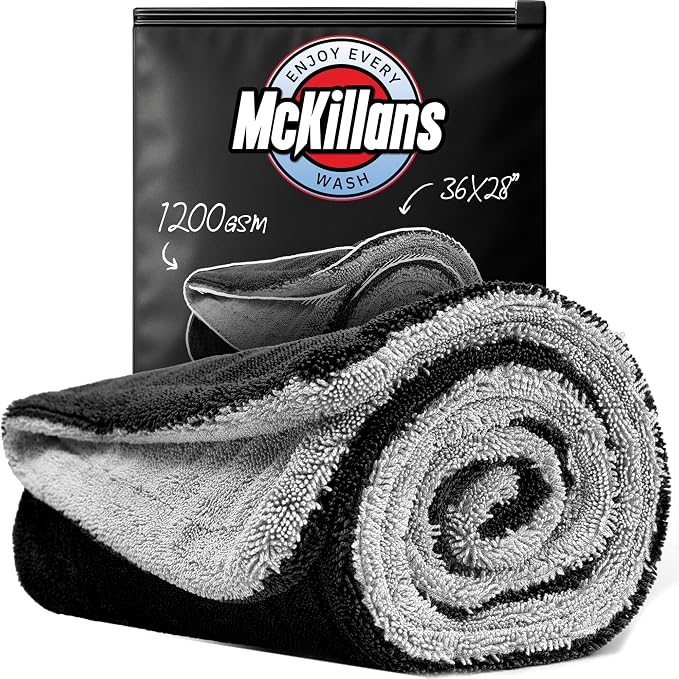 Extra Large Dual-Color Car Drying Towel XL - Edgeless & Ultra Soft & Absorbent - 36" x 28" - 1200 GSM Twisted Loop Microfiber Towel for Cars - Drying Towel Car Detailing - Car Wash Towels