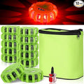 12 Pack LED Road Flares Emergency Lights Roadside 9 Flash Modes Warning Car Safety Beacon Magnet Hook Flashing Disc Flare Kit for Vehicles Car Truck Boats Holiday Gift(Green)
