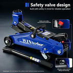 2 Ton Low Profile Floor Jack, 4000 lbs, with 2 Pads & Bag – Blue | Steel floor jack, 5.3"-13" lift. Overload valve. Smooth casters. For garage, workshop & auto.