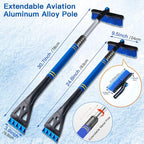 Ice Scrapers for Car Windshield, Upgraded 31 Inch Snow Scraper and Brush Combo Extendable 360° Pivoting Ice Snow Removal Tool for Car, Truck, SUV, Christmas(Blue)