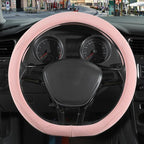 14 inch Pink Suede D Shaped Steering Wheel Cover, Breathable Non-Slip Sweat-Proof Wear-Resistant No Pilling, Warm in Winter and Cool in Summer