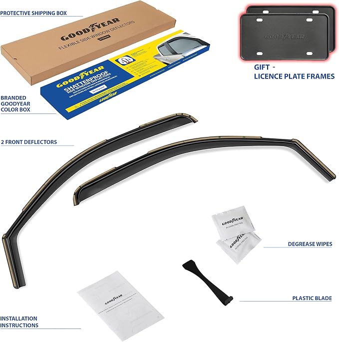 Goodyear Shatterproof in-Channel Window Deflectors for Chevrolet (Chevy) Silverado 2500 2007-2014 Regular Cab, Rain Guards, Window Visors for Cars, Vent Deflector, Car Accessories, 2 pcs - GY007715