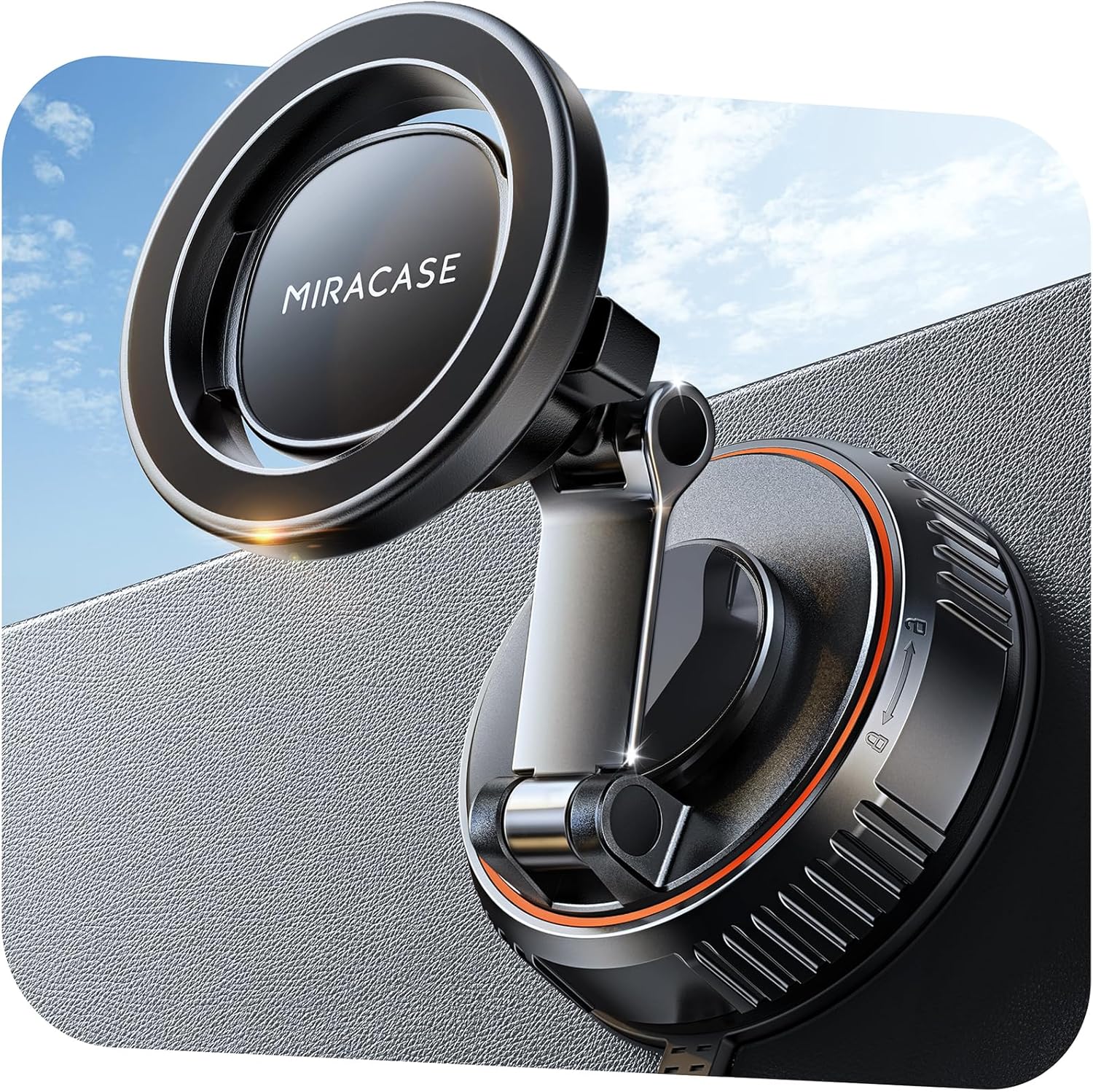 Vacuum-Lock MagSafe Car Mount — Strong Magnet Dashboard Holder