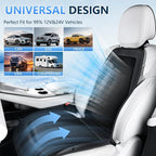 Upgraded Cooling Car Seat Cover Front Seat with Blowing&Suction, 12V-24V Ventilated Car Seat Cushion with 8 Turbo Fans, 3-Speed Adjustable Universal Fit Breathable Car Cushion for Summer Driving-Black