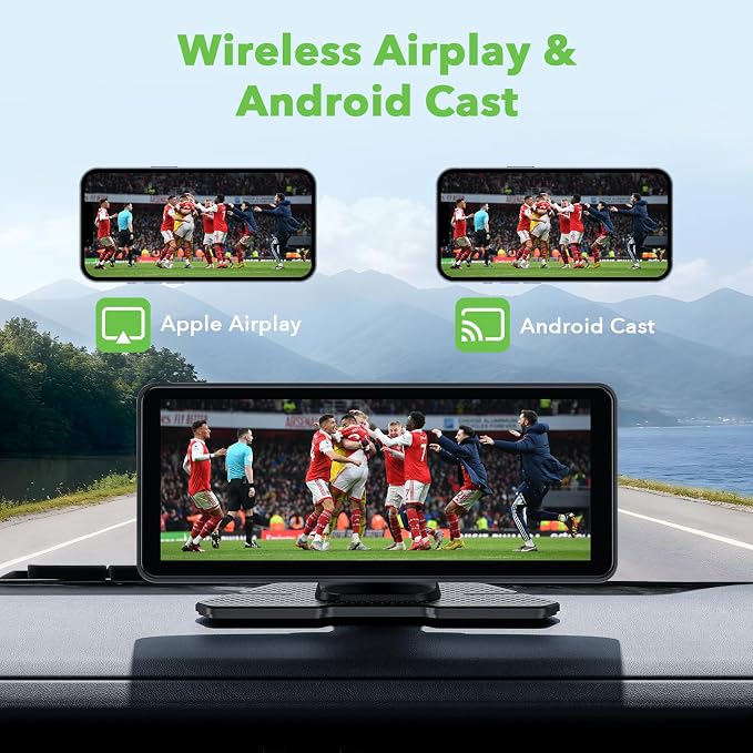 6.86" CarPlay Screen with Dual Dash Cam 2.5K Front 1080P Rear | Apple CarPlay & Android Auto, Mirror Link, Voice Control, GPS Navigation — Access maps, music and calls for daily drives.