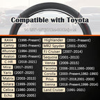Car Steering Wheel Cover for Toyota RAV4,Camry,Highlander,Corolla,Prius,Tacoma,Standard Size - Black+Red Line