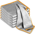 Airlab Glass Polishing Cloth Streak Free Miracle Cleaning Cloth Lint Free Microfiber Cleaning Rags for Glasses Kitchen Dish Mirrors Easy Clean, Pack of 6, 12" x 12", Sliver-Orange