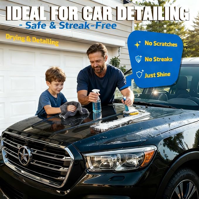 1-Pack 1200 GSM Car Drying Towels – Microfiber Towels for Cars (36" x 24"), Ultra-Absorbent, Streak-Free, Scratch-Free, No Water Spots, Double-Twist Pile & Edgeless Design