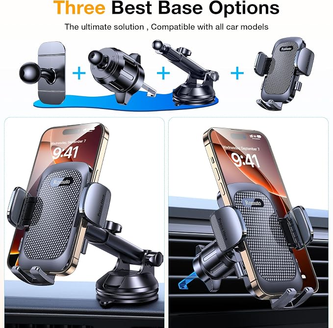 Phone Holders for Your Car Phone Holder Mount【Super Suction】 Cell Phone Holder for Car Accessories for Women Men【360° Adjustable】 Suction Phone Mount for Car, Window, Bathroom