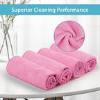 Pink Microfiber Cleaning Cloth, 50 Pack Cleaning Towels for Kitchen, Lint Free, Scratch-Free, Highly Absorbent, and Reusable Cleaning Rags for House, Window and Glass, Cars, 11.5 X11.5 inch