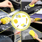 37PCS Car Detailing Kit Auto Cleaning Tools Wash Set with Storage Carry Bag Home Use for Interior Exterior Deep Clean Car Care Windshield Dashboard Seat Air Vents Wheels Tires, Yellow