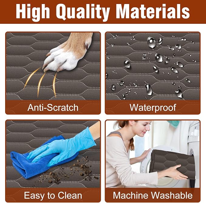 Waterproof Dog Car Seat Cover for Back Seat, Pet Hammock- S, Brown/Black | Durable waterproof hammock with nonslip design & storage pockets. Protects seats from scratches, fits cars, SUVs & trucks.