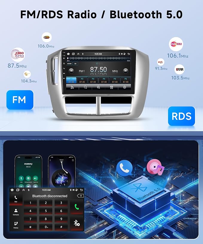 Car Stereo for Honda Pilot 2006 2007 2008[8Core 6+128G]Wireless Carplay Android Auto,9 inch IPS Touch Screen Radio, Android13/GPS/WiFi/32EQ DSP/59UI/Bluetooth5.0/SWC/Backup Camera&Mic for Pilot Radio