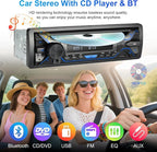 Single Din Bluetooth Car Stereo with CD DVD Player, Single Din Radio with Bluetooth AM/FM AUX/USB/SD Card Playback