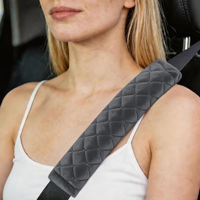 Soft Auto Seat Belt Cover Seatbelt Shoulder Pad Cushions 2 PCS for a More Comfortable Driving Universal Fit for All Cars and Backpack Dark Gray