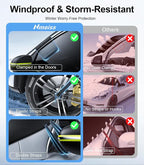 Windshield Snow Cover for Ice & Snow Frost Tesla Model Y/Model 3 — Tailored 3-in-1 Frost & Ice Shield with Mirror Covers & Ice Scraper, Waterproof 600D Oxford + Windproof Design Large Size