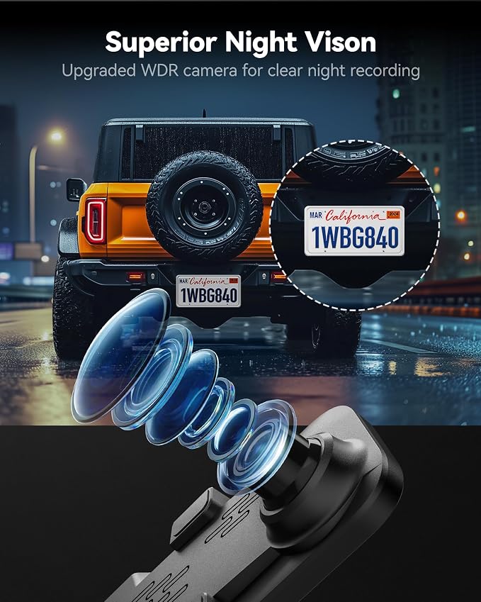 G840S 12" 4K Mirror Dash Cam Backup Camera, 5.8GHz WiFi Smart Rearview Mirror for Cars & Trucks, Front and Rear View Dual Cameras, Night Vision, Parking Assistance, Included 32GB Card & GPS