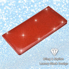 Car Registration and Insurance Holder, Vehicle Glove Box Car Organizer Men Women Wallet Accessories Case with Magnetic Shut for Cards, Essential Document, Driver License, Bling Red
