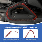Center Console Dash Grab Handle Cover Trim Compatible with 2021-2024 Ford Bronco Red Carbon Fiber Interior Accessories (Not for Bronco Sport)