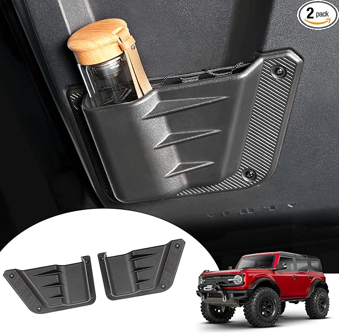Rear Door Pocket for Ford Bronco Accessories 2026 2021-2025, Side Door Storage Box fit Bronco 4-Door, Drilling Required, Black