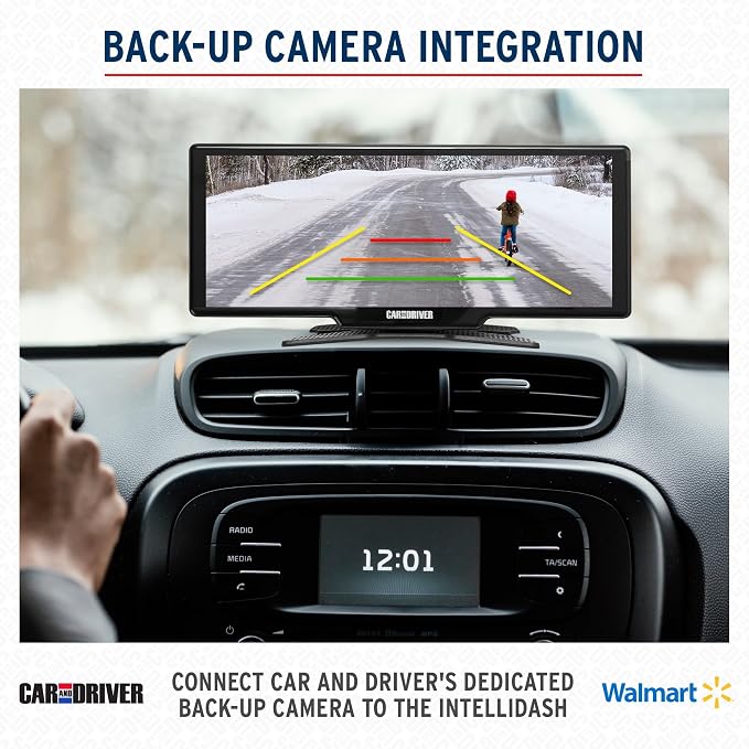Car and Driver IntelliDash Pro X10, 10" Wireless Apple CarPlay & Android Auto Display, Portable Touchscreen Car Stereo w/Bluetooth, GPS Navigation, FM/AUX, Backup Camera Compatible for Cars & Trucks