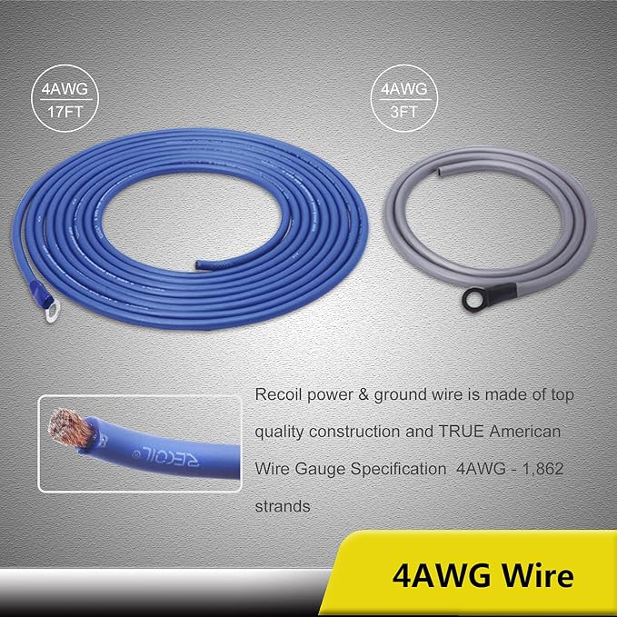 RC4D True 4 Gauge Car Audio Dual Amplifiers CCA Wiring Installation Kits | with OFC RCA Cable