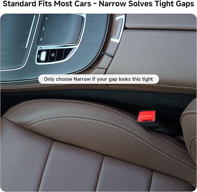 Car Seat Gap Filler Set of 2, 3IN1 Seat Side Gap Filler Plug with Storage Slot & Hook Function, Soft Foam Universal Fit Car SUV Truck Fill Gap Between Seats Console Organizer（Narrow Ivory）