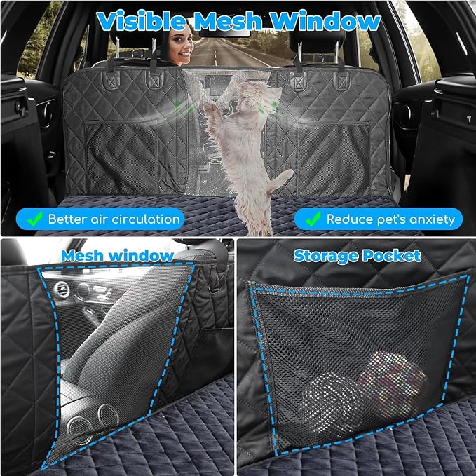 2026 Upgraded Back Seat Extender for Dogs - Large Hard Bottom Dog Car Seat Cover Holds 550lbs, Waterproof Dog Hammock Pet Bed with High-Density Foam Non-Slip Backseat Protector