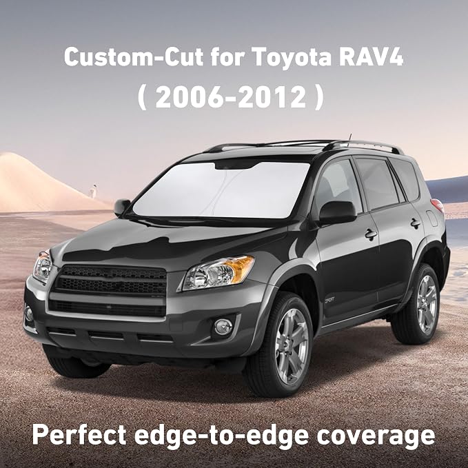 Windshield Sunshade Compatible for Toyota RAV4 2006-2010 2011 2012, Sun Visor for Front Windshield & Window Sun Shade Cover, UV Heat Blocker & Protector, Car Accessories
