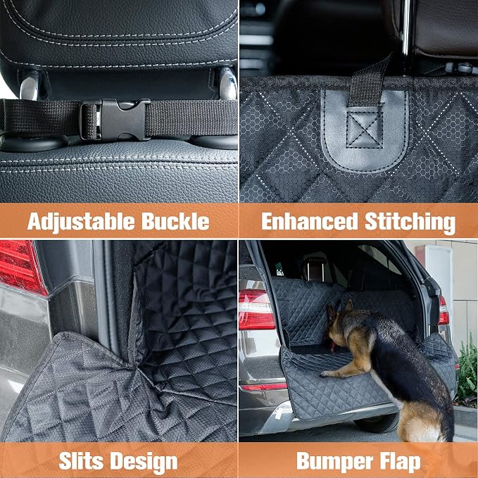 SUV Cargo Liner for Dogs, Waterproof Trunk Cover for SUVs with Bumper Flap Protector, Scratchproof Durable 600D Oxford Fabric, Non-Slip, Machine Washable