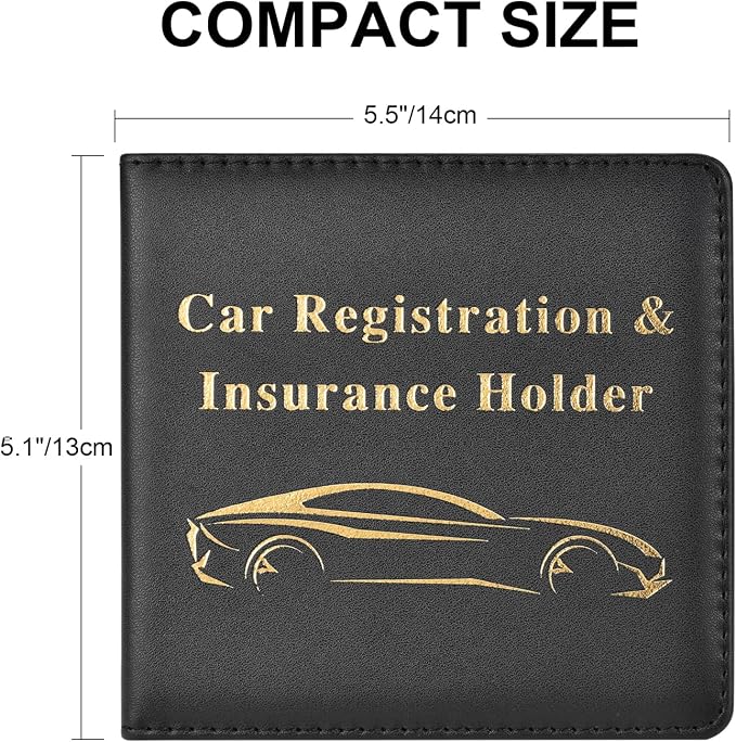 Car Registration and Insurance Holder, Vehicle Glove Box Car Organizer Men Women Wallet Accessories Case for Cards, Essential Document, Driver License, Black