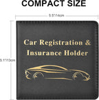 Car Registration and Insurance Holder, Vehicle Glove Box Car Organizer Men Women Wallet Accessories Case for Cards, Essential Document, Driver License, Black