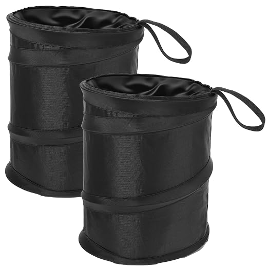 2 Pack Car Trash Can, Foldable Washable Mini Pop-Up Garbage Can | Leakproof Pop-Up Trash Can with Hanging Loop, Portable Waterproof Car Garbage Bin for Automotive Camp Office Travel(1 Gallon)