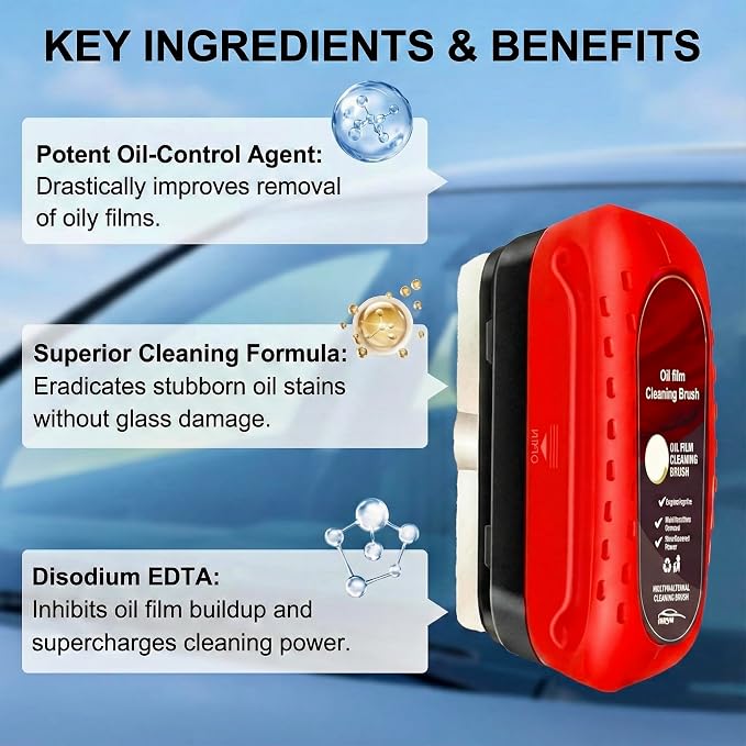 2 PCS Car Windshield Oil Film Cleaner Brush - Hydrophobic Glass Coating Applicator for Crystal Clear Visibility