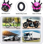 4PCS Crown Bling Tire Stem Valve Caps, Crystal Diamond Car Wheel Tire Valve Caps Universal Copper Core Stem Covers for Cars, SUV, Trucks, Bikes, Motorcycles, Bicycles (Black & Rose Red)